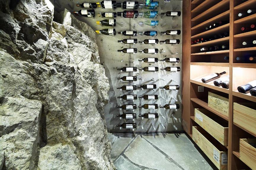 Phoenix Transitional custom wine cellar with Metal and Wooden Wine Racks